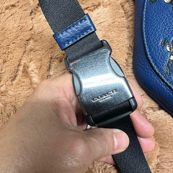 Coach Blue Leather Belt Bag with Sports Motif - Picture 10 of 12